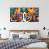 Beagle Jäger Pop Art – Moderner Jagdhund Canvas Afdruk (Insitu (Slaapkamer))