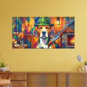 Beagle Jäger Pop Art – Moderner Jagdhund Canvas Afdruk (Insitu (Woonkamer))
