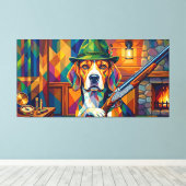 Beagle Jäger Pop Art – Moderner Jagdhund Canvas Afdruk (Insitu (Houten vloer))