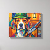 Beagle Jäger Pop Art – Moderner Jagdhund Canvas Afdruk (Voorkant)
