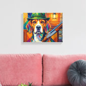 Beagle Jäger Pop Art – Moderner Jagdhund Canvas Afdruk (Insitu (Woonkamer))