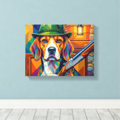 Beagle Jäger Pop Art – Moderner Jagdhund Canvas Afdruk (Insitu (Houten vloer))