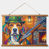 Beagle Jäger Pop Art – Moderner Jagdhund Hangend Wandkleed (Voorkant)