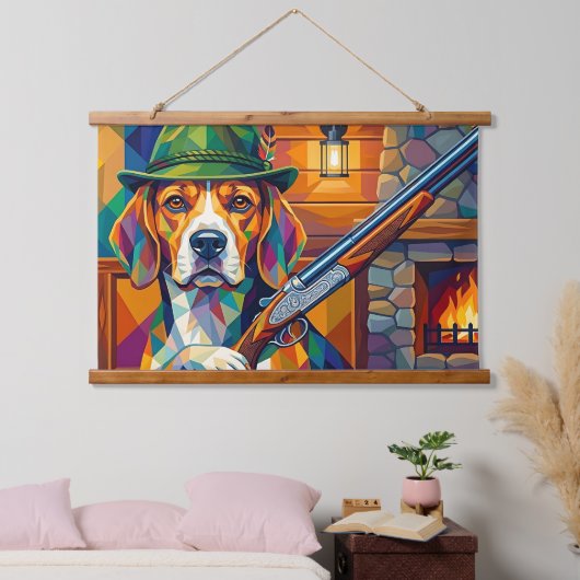 Beagle Jäger Pop Art – Moderner Jagdhund Hangend Wandkleed (Slaapkamer)