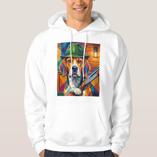 Beagle Jäger Pop Art – Moderner Jagdhund Hoodie (Voorkant)