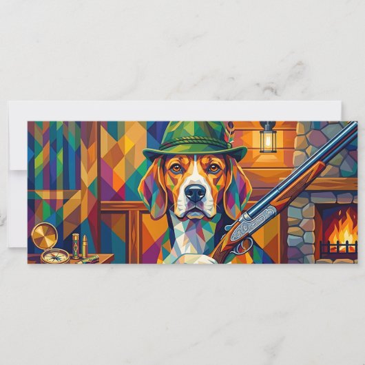 Beagle Jäger Pop Art – Moderner Jagdhund Kaart (Voorkant)