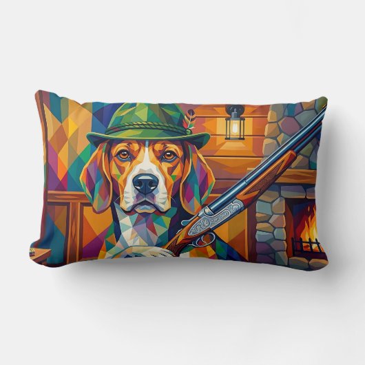 Beagle Jäger Pop Art – Moderner Jagdhund Kussen (Voorkant)