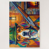 Beagle Jäger Pop Art – Moderner Jagdhund Legpuzzel (Verticaal)