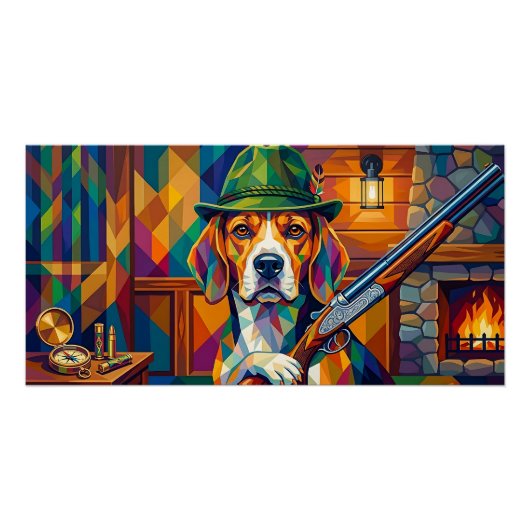Beagle Jäger Pop Art – Moderner Jagdhund Perfect Poster (Voorkant)