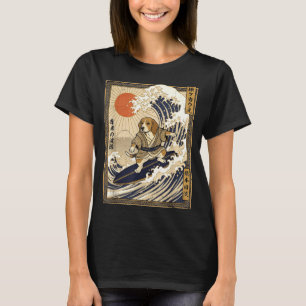 Beagle japanse surfen kanagawa golf funny samura t-shirt