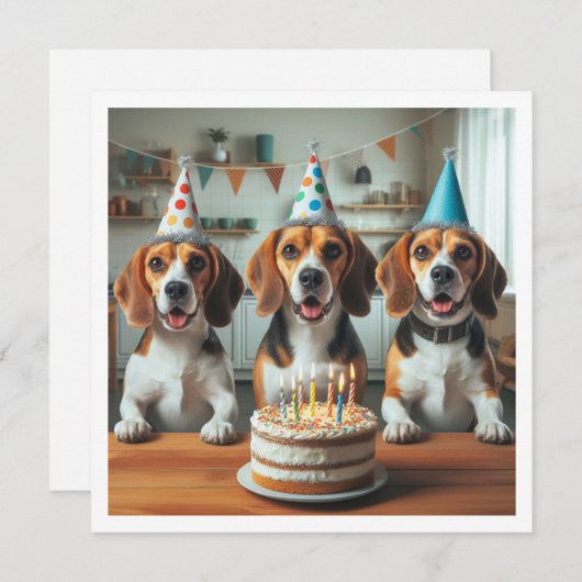 Beagle kaart, Beagle verjaardag, Beagle Kaart (Voorkant / Achterkant)