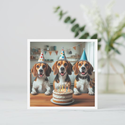 Beagle kaart, Beagle verjaardag, Beagle Kaart (Staand voorkant)