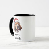 Beagle Kabouterhoed Kersthond Mok (Voorkant links)