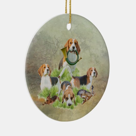 Beagle Keramisch Ornament (Rechts)