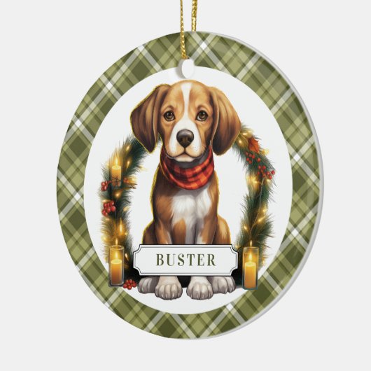 Beagle keramische cirkel Ornament (Links)