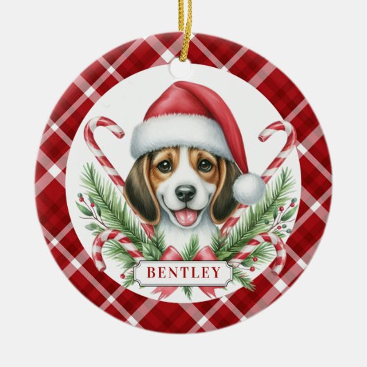Beagle Keramische Cirkel Ornament (Voorkant)