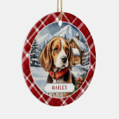 Beagle keramische cirkel Ornament (Rechts)