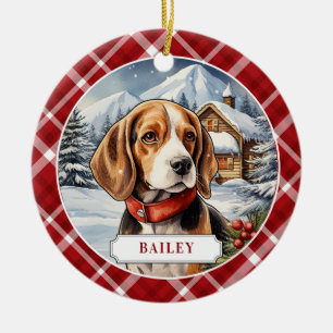 Beagle keramische cirkel Ornament