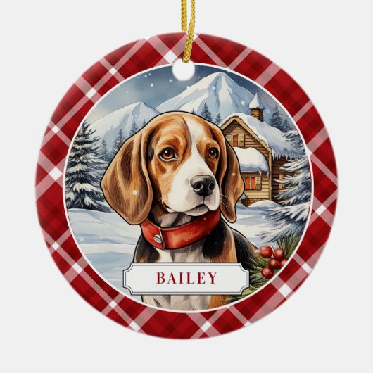Beagle keramische cirkel Ornament (Voorkant)