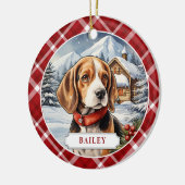 Beagle keramische cirkel Ornament (Links)