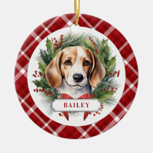 Beagle keramische cirkel Ornament