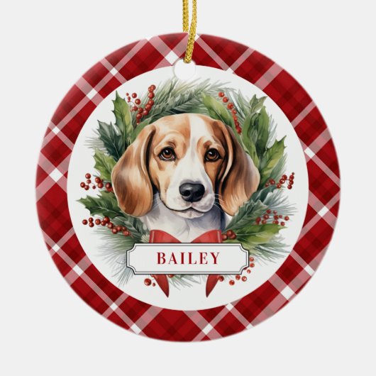 Beagle keramische cirkel Ornament (Voorkant)