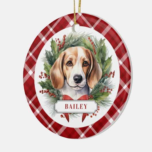 Beagle keramische cirkel Ornament (Links)
