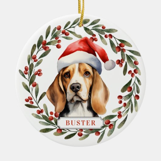 Beagle Keramische Cirkel Ornament (Voorkant)