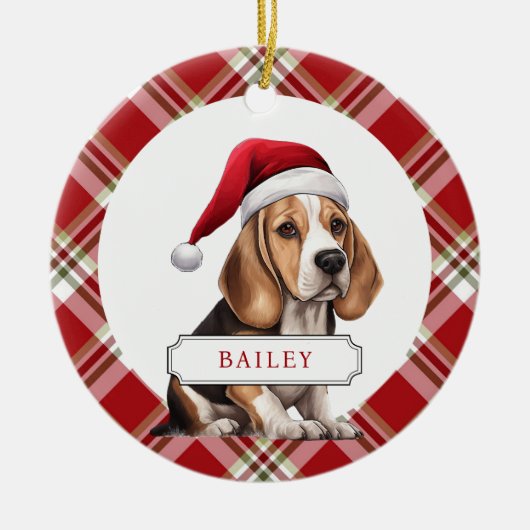 Beagle keramische cirkel Ornament (Voorkant)