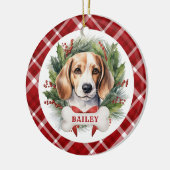 Beagle keramische cirkelvormige ornament (Links)