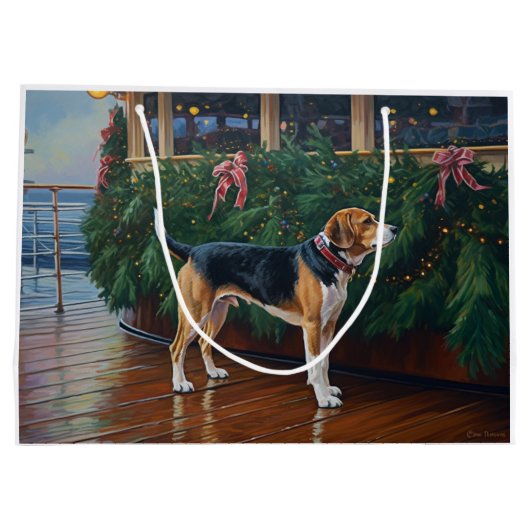 Beagle Kerst Cruise: Pawsome Vakantiegroet Groot Cadeauzakje (Achterkant)