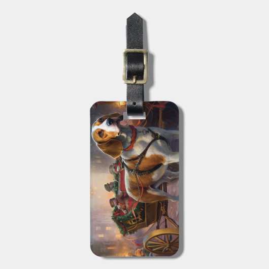 Beagle kerst feestelijk seizoen bagagelabel (Voorkant verticaal)