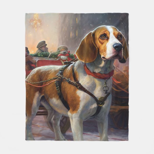 Beagle kerst feestelijk seizoen fleece deken (Voorkant)
