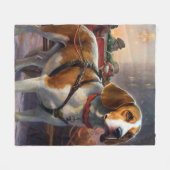 Beagle kerst feestelijk seizoen fleece deken (Voorkant (Horizontaal))