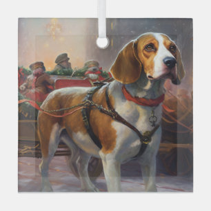 Beagle kerst feestelijk seizoen glas ornament