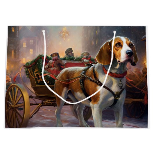 Beagle kerst feestelijk seizoen groot cadeauzakje (Voorkant)