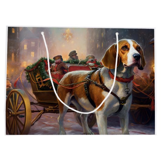 Beagle kerst feestelijk seizoen groot cadeauzakje (Achterkant)
