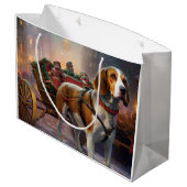 Beagle kerst feestelijk seizoen groot cadeauzakje (Achterkant Gekanteld)