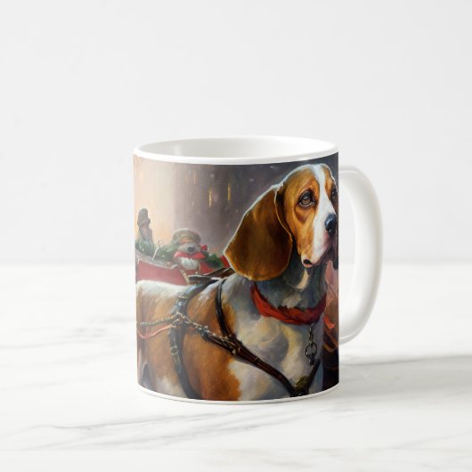 Beagle kerst feestelijk seizoen koffiemok (Voorkant rechts)