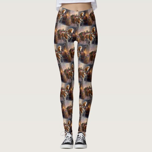 Beagle kerst feestelijk seizoen leggings (Voorkant)