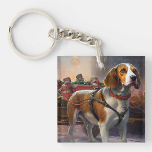 Beagle kerst feestelijk seizoen sleutelhanger