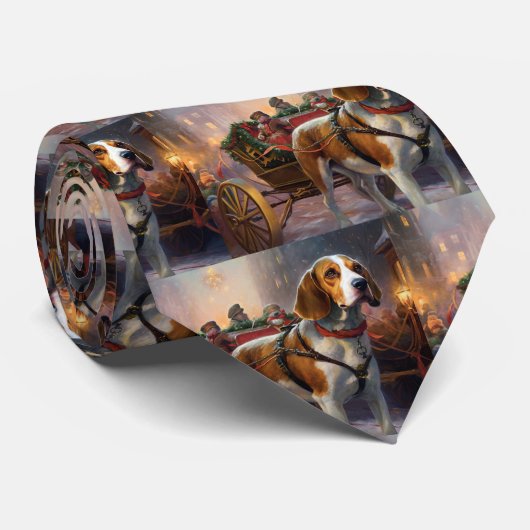 Beagle kerst feestelijk seizoen stropdas (Opgerold)