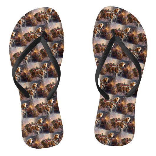 Beagle kerst feestelijk seizoen teenslippers (Voetbed)