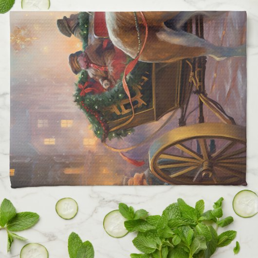 Beagle kerst feestelijk seizoen theedoek (Gevouwen)