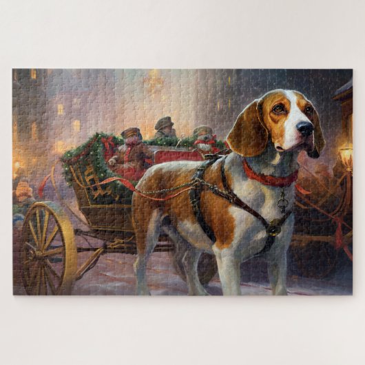Beagle Kerst Feestelijke Periode Legpuzzel (Horizontaal)