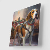 Beagle Kerst Feestelijke Periode Vierkante Klok (Hoek)