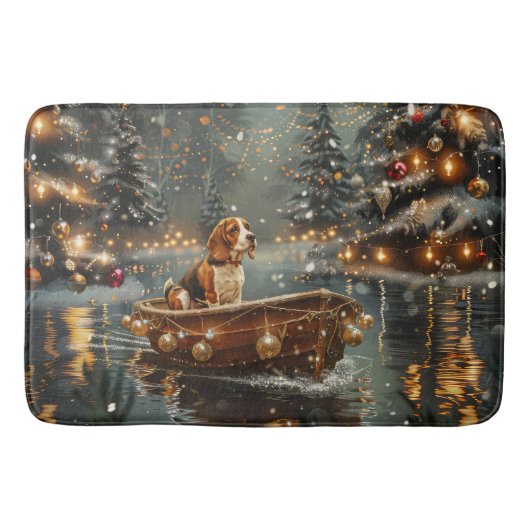 Beagle Kerst Feestelijke Reis Badmat (Voorkant)