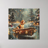 Beagle Kerst Feestelijke Reis Canvas Afdruk (Voorkant)
