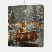 Beagle Kerst Feestelijke Reis Keramisch Ornament (Links)