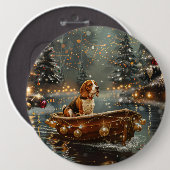 Beagle Kerst Feestelijke Reis Ronde Button 6,0 Cm (Voorkant /achterkant)